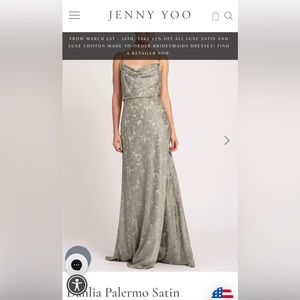 Jenny Yoo Dahlia Palmero Satin Bridesmaid Dress, size 14